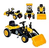 COIL Tretfahrzeug, Sitzbagger mit Schaufel, Trettraktor, Sandbagger, Kinderbagger, Hupe, Sitzverstellung, maximale Belastung 50 kg,