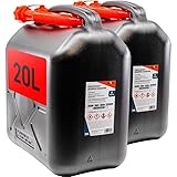 KOVA® 2x Benzinkanister 20L SCHWARZ Dieselkanister Reservekanister Kraftstoffkanister 20 Liter Wasserkanister für Benzin Diesel Wasser AdBlue Auswahl: 5 10 10L ltr 5L 20-Liter-Kanister & Außgießer