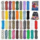MONOBIN 36 Farben 10 Fuß Paracord 550 Combo-Kit, Paracord-Armband-Bausatz – Multifunktions-Paracord-Seil mit Anleitung zur Herstellung von Lanyard, Hundehalsband, Geschenkidee (36 Farben - B)