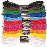 Stickgarn Set,Stickgarn,Stickgarn Set,Embroidery Floss Multifarben Weicher je 8 Meter,Stickerei für Kreuzstichfaden, Armbandfaden, Knüpfen, Flechten, Basteln, Häkeln-12 Farben