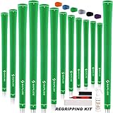 SAPLIZE Golfgriffe, 13er-Set mit komplettem Regripping-Kit, Standardgröße, Golfschlägergriffe aus Gummi, grün