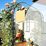 Großes Rosenbogen-Spalier aus Metall für Kletterpflanzen, dekorativer Gartentorbogen, 180 cm B x 220 cm H, stabiler Stahlrahmen für Hochzeiten und Gemüse, schwarzes Finish