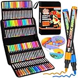 Efimeso Acrylstifte Set, 80 Farben Acrylstifte Für Steine Wasserfest Für Stein, Holz, Leinwand, Keramik, Glas, Stoff, 3 Mm Mittlere Acrylic Paint Marker Für Erwachsene DIY Handwerk