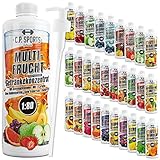 C.P. Sports Getränkesirup für Mineraldrink I Sirup zuckerfrei für Vital-Drink MULTIFRUCHT mit Vitaminen I Getränkekonzentrat zum Mischen mit Wasser für Sport-Getränk I 1 Liter + Pumpspender