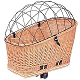 Hundefahrradkorb für Gepäckträger aus Weide mit Gitter XL 60x39 und Kissen