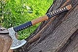 Viking Axe Handmade Hatchet Throwing Axes Chopper Axe Gifts for Men - Wood Working Hand Tool - Viking Gifts - Tomahawk Bearded Axes - Forged High Carbon Steel Blade with Leather Cover