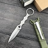 Amacigana Tragbares Messer mit fester Klinge und Scheide. Campingmesser mit Klinge aus 440c-Stahl. Tragbares Messer mit fester Klinge und Kydex-Scheide mit Scheide und Messerclip (Weiß)