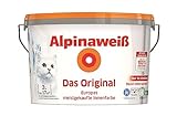 Alpinaweiß Das Original – optimal deckende und ergiebige weiße Wandfarbe – mit Spritz-Schutz-Formel – 2 Liter